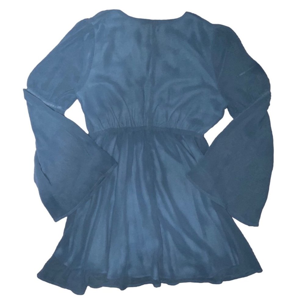 Lucca M Women Tunic Teal Long Sleeve Flare - Picture 2 of 3